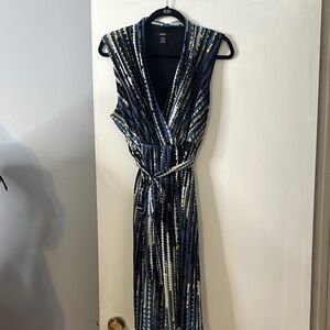 Blue Midi Sheath Dress with V-neck for Cocktail